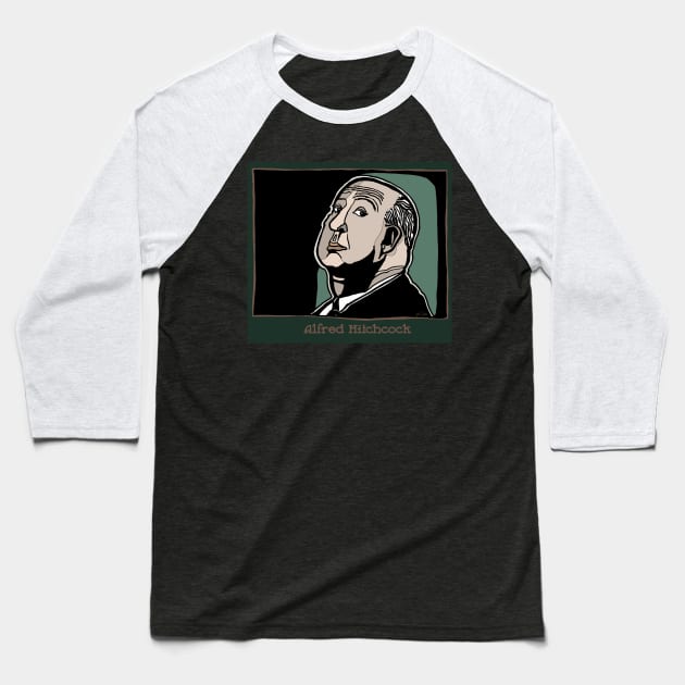 Alfred Hitchcock Baseball T-Shirt by JSnipe